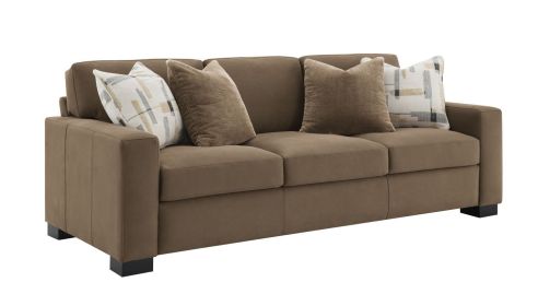 Darya Brown Suede Fabric Sofa w/4 Pillows