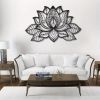 CIFbuy "Boho Wall Art Decor â€“ Black Mandala Metal Wall Hanging, Lotus Flower Design for Bedroom, Living Room