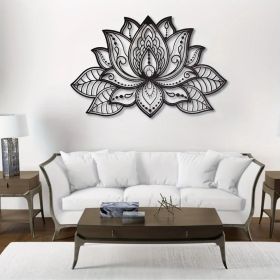 CIFbuy "Boho Wall Art Decor â€“ Black Mandala Metal Wall Hanging, Lotus Flower Design for Bedroom, Living Room