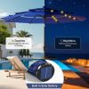 10 FT 3-Layer Solar Patio Umbrella, 32 LED Lights Market Umbrella with Adjustable Tilt, 8-Rib Outdoor Sunshade for Backyard, Deck and Poolside