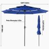 10 FT 3-Layer Solar Patio Umbrella, 32 LED Lights Market Umbrella with Adjustable Tilt, 8-Rib Outdoor Sunshade for Backyard, Deck and Poolside