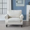 40.16 Inch Nailhead Trim Couches for Living Room, 22" Deep Seat Rolled Arm Sofa, Faux Leather Couch Upholstered SofaComfy Upholstered 1 Seater Sofa