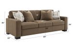 Darya Brown Suede Fabric Sofa w/4 Pillows