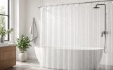 Frosted Heavy Duty Shower Curtain Liner 72x72, PEVA Waterproof Bath Curtain, No Chemical Smell, 3 Weighted Magnets