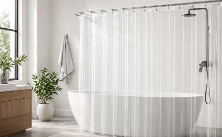 Frosted Heavy Duty Shower Curtain Liner 72x72, PEVA Waterproof Bath Curtain, No Chemical Smell, 3 Weighted Magnets