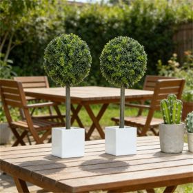 Artificial plant set, 2 pieces, pruning balls, used for home or office decoration, green