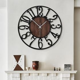 Large Wall Clocks ,Silent, Non Ticking, Battery Operated Rustic Round Modern Big Wood Wall Clock for Living Room, Bedroom, Kitchen, Farmhouse, Of