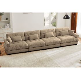 Super Comfort Oversized Modular Velvet Sectional Sofa Couch with Movable Ottoman,Corner Sectional with Bolstered Armrests, Deep Seat Cloud Couch