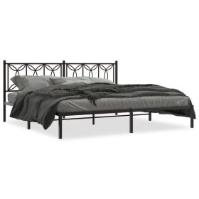 Bed Frame Black Steel Full Bed Frame Rectangular Modern
