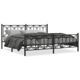 Bed Frame Black Steel Full Bed Bed Frame Rectangular Modern