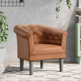 Tub Chair Brown Faux leather, pine wood, plywood, plastic Durable