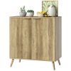 55" Buffet Cabinet, Modern Sideboard with 2 Fluted Doors and Adjustable Shelf for Kitchen, Living Room, White