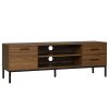 TV Stand for TV up to 50 Inches, TV Cabinet with Door, Open Storage and Drawers, TV Table with Steel Legs, Dark Walunt