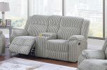 Motion Sofa Loveseat w Console Ash Color Fur Like Corduroy 2pc Reclining Sofa Set Living Room