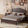 Full Size Wood Platform Bed Frame,Retro Style Platform Bed with Wooden Slat Support,Dark Walnut