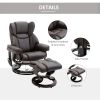 Massage Recliner Chair Brown with Ottoman 10-Point Vibrating Swivel for Bedroom & Living Room