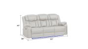 Challenger Modern Contemporary LED Power Recliner Sofa including cup holders made with wood and metal frame in Beige