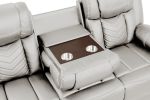 Challenger Modern Contemporary LED Power Recliner Sofa including cup holders made with wood and metal frame in Beige
