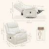 PU Leather Reclining Chair with Vibration Massage Recliner, Swivel Base, Rocking Function, Remote Control, Cream White
