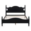 Full Size Wood Platform Bed Frame,Retro Style Platform Bed with Wooden Slat Support,Black