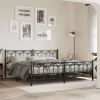 Bed Frame Black Steel Full Bed Bed Frame Rectangular Modern