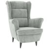 Armchair Light Grey Velvet (100% polyester), plywood Medium