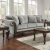 Hernen Carved Wood Frame Gray Sofa and Loveseat Set