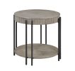 3pc Contemporary Round Coffee Table and Two End Table with Storage Shelf Black Brown Tan / Beige Finish Living Room Wooden Modern Furniture
