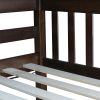 Twin Over Twin Rubber Wood Bunk Bed with 2 Drawers, Convertible into 2 Twin Beds, Twin Size Bunk Bed with Ladder and Safety Guardrails
