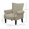 Fabric Armchair, Modern Accent Chair with Wood Legs for Living Room, Bedroom, Home Office, Beige