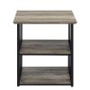 Antique Oak and Black 3-Shelf Nightstand