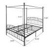 Metal Canopy Bed Frame with Ornate European Style Headboard & Footboard Sturdy Steel Holds 600lbs Perfectly Fits Your Mattress Easy DIY Assembly A
