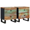 Bedside Cabinet Set of 2 Multicolor wood tones with black frame