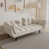 57 inch beige sofa soft two armrests throw pillow pillow comfortable fit apartment bedroom small space