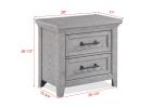 Light Gray Finish 1pc Two Drawers Nightstand Wooden Bedroom Furniture Metal Pull Furniture