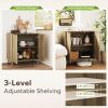 55" Buffet Cabinet, Modern Sideboard with 2 Fluted Doors and Adjustable Shelf for Kitchen, Living Room, White