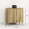 55" Buffet Cabinet, Modern Sideboard with 2 Fluted Doors and Adjustable Shelf for Kitchen, Living Room, White