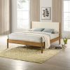 Vichy 2-Piece Rubberwood Corduroy Bedroom Set, Platform Bed with Nightstand, Queen