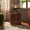 Valentine 24" 2-Drawer Storage Side Table, Dark Walnut Beech Wood
