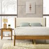 Vichy 2-Piece Rubberwood Corduroy Bedroom Set, Platform Bed with Nightstand, Queen