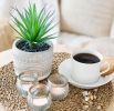 Farmhouse Artificial Plant | 8" Fake Plant for Desk Decor | Artificial Succulent in Pot | Fake Succulent | Faux Plant Indoor | Artificial Greenery for