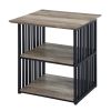 Antique Oak and Black 3-Shelf Nightstand