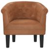 Tub Chair Brown Faux leather, pine wood, plywood, plastic Durable