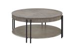 3pc Contemporary Round Coffee Table and Two End Table with Storage Shelf Black Brown Tan / Beige Finish Living Room Wooden Modern Furniture