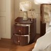 Valentine 24" 2-Drawer Storage Side Table, Dark Walnut Beech Wood