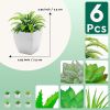 6pcs Succulents Plants Artificial Indoor Decor Fake Succulent in Pots Small Faux Plastic Plant Greenery Modern Ornament for Office Desk Home Bedroom W