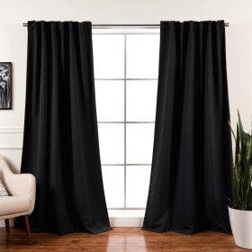 52 x 102 inch Solid BlackThermal Blackout Curtain Panels - Set of 2