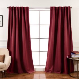 52 x 96 inch Solid Burgundy Red Thermal Blackout Curtain Panels - Set of 2