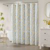 72"W x 72"H 100-Percent Cotton Yellow Blue Floral Print Shower Curtain