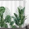 72"W x 72"H Tropical Green Leaves Botanical Polyester Shower Curtain